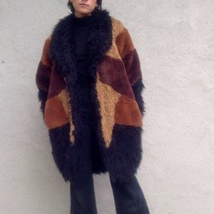 Patchwork Faux Fur Coat